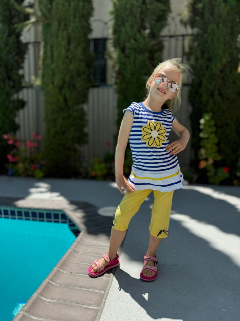 LUKYCILD Baby Girls Summer Clothes Casual Clothing Suit Short Sleeve Striped T-Shirt +Pants - Image 2